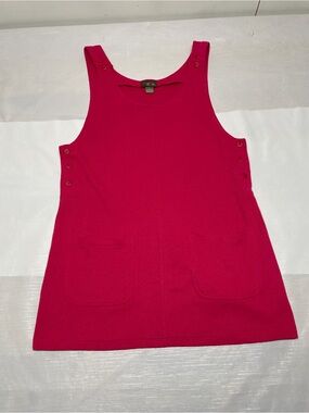 New York Style Sleeveless Pinafore Tunic Dress in Fuchsia Sz: Large
